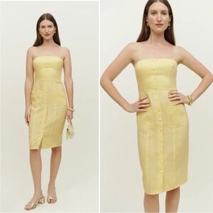 Reformation Yellow Strapless Dress